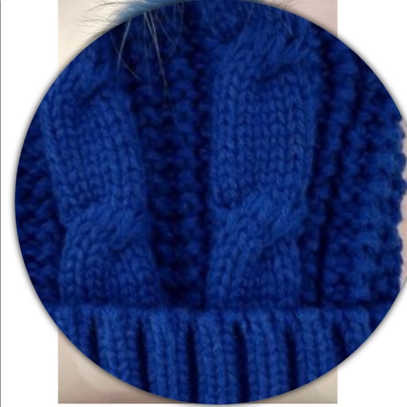 CHLOE K**Royal Blue Fur Pom Pom Hat**$52 - Picture 4 of 6